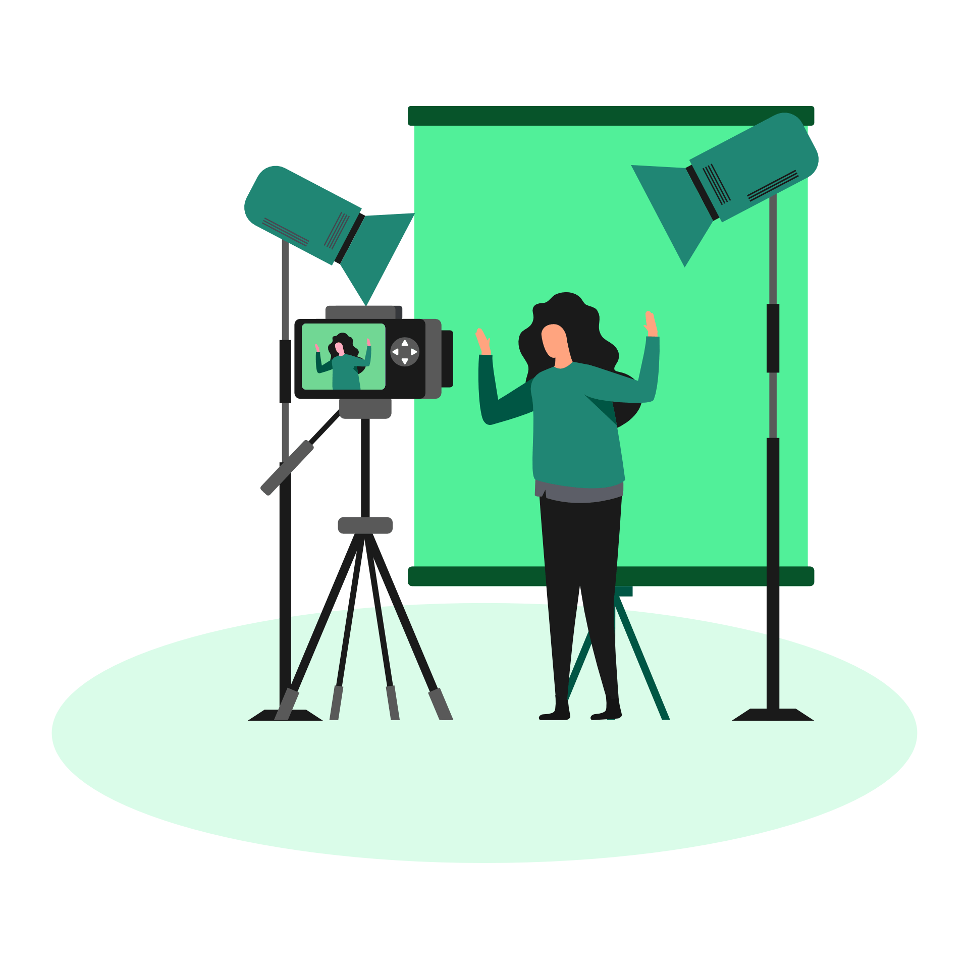 fully equipped studio using professional video and audio recording technology